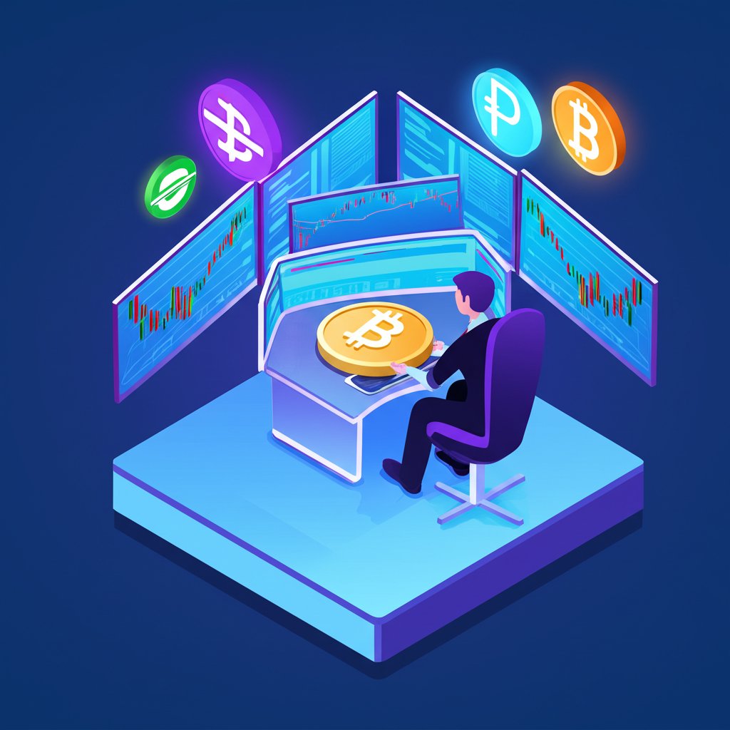 Best cryptocurrencies for day trading, featuring market charts and coin logos.