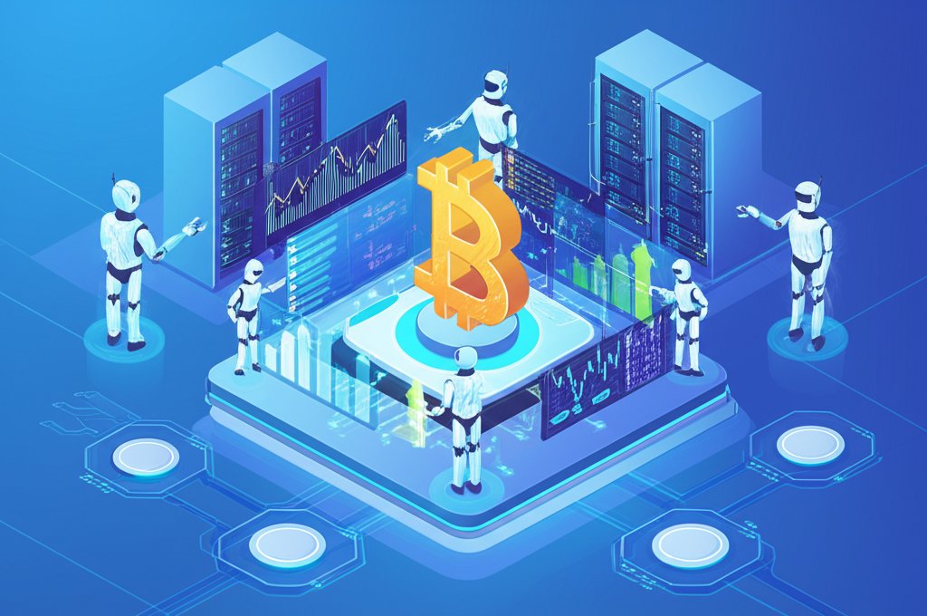 Bitcoin arbitrage auto trading bots unlocking profit potential on a digital screen.