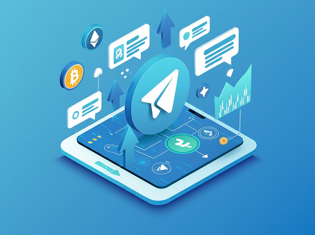 Telegram app showing crypto signals, charts, and trading alerts.