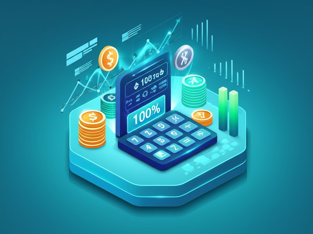Staking calculator showing estimated crypto rewards and potential APY.