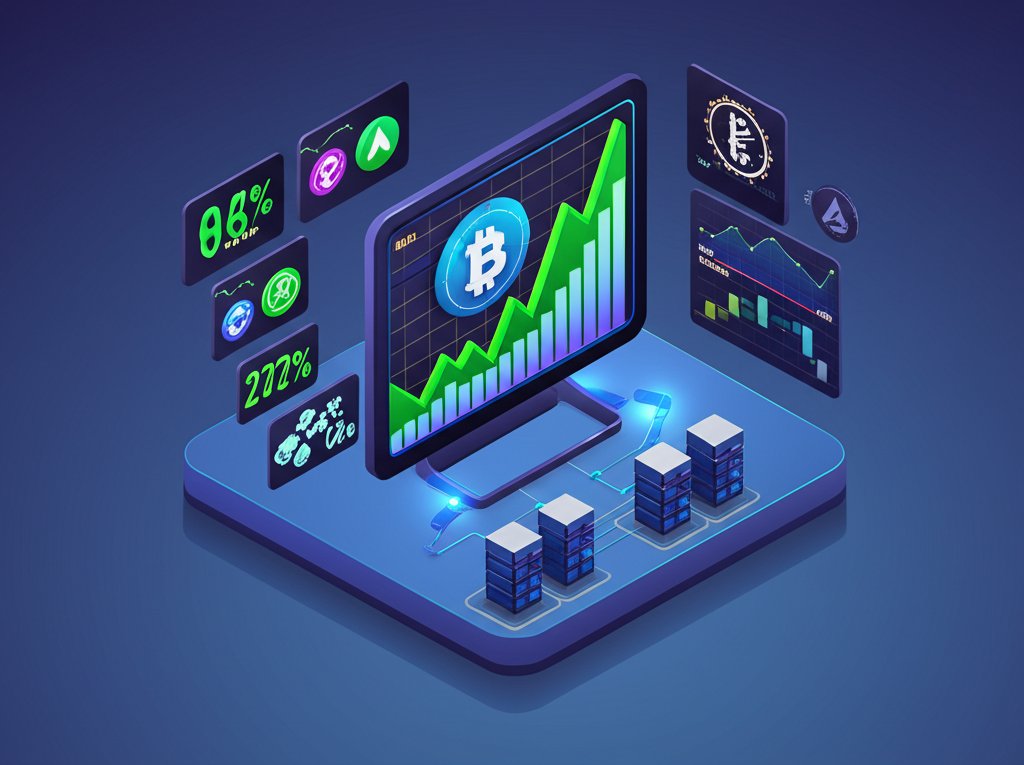 Digital crypto indicators chart for analyzing cryptocurrency market trends.