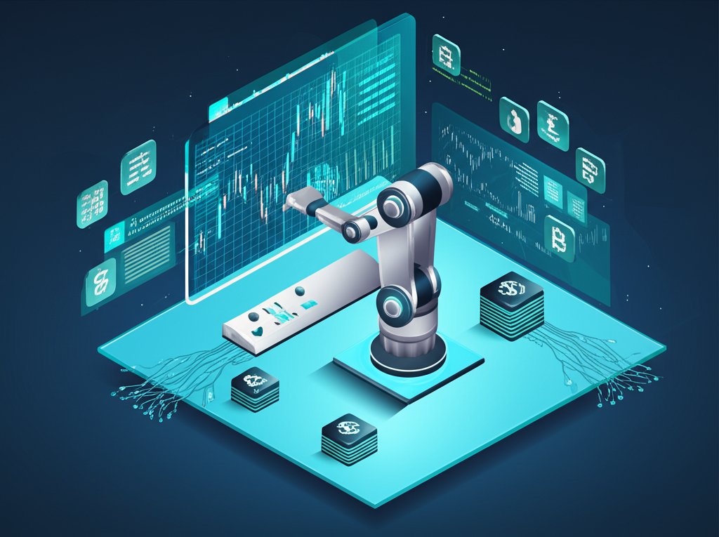 AI currency trading robots making automated market decisions.