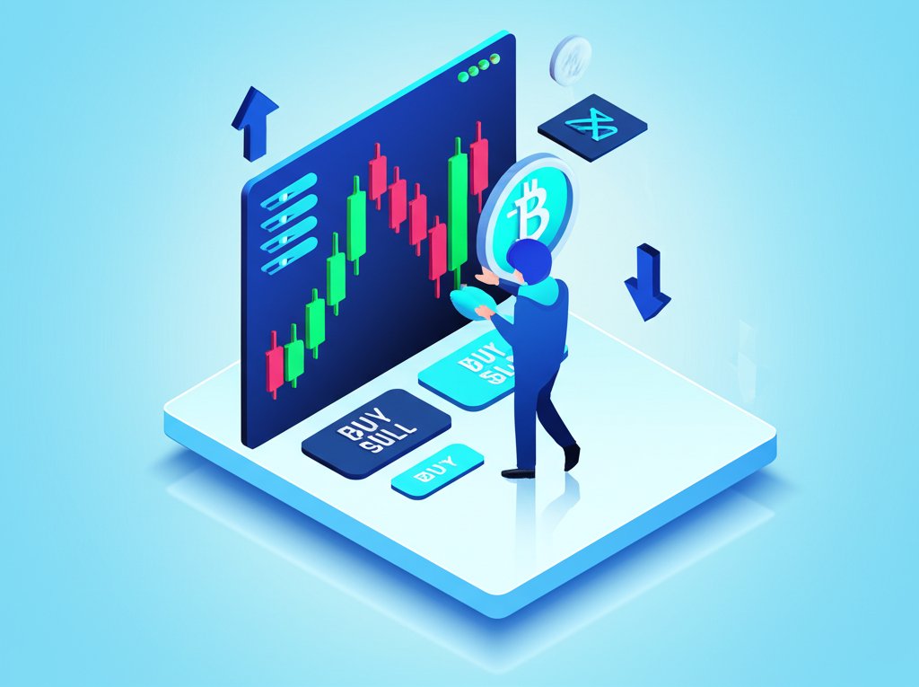 Coinbase platform with crypto charts, illustrating day trading cryptocurrency.