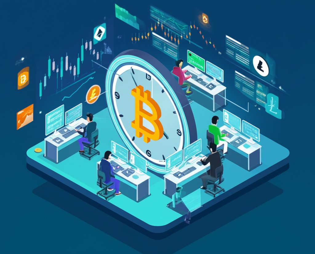 Global cryptocurrency market trading 24/7, continuously active.